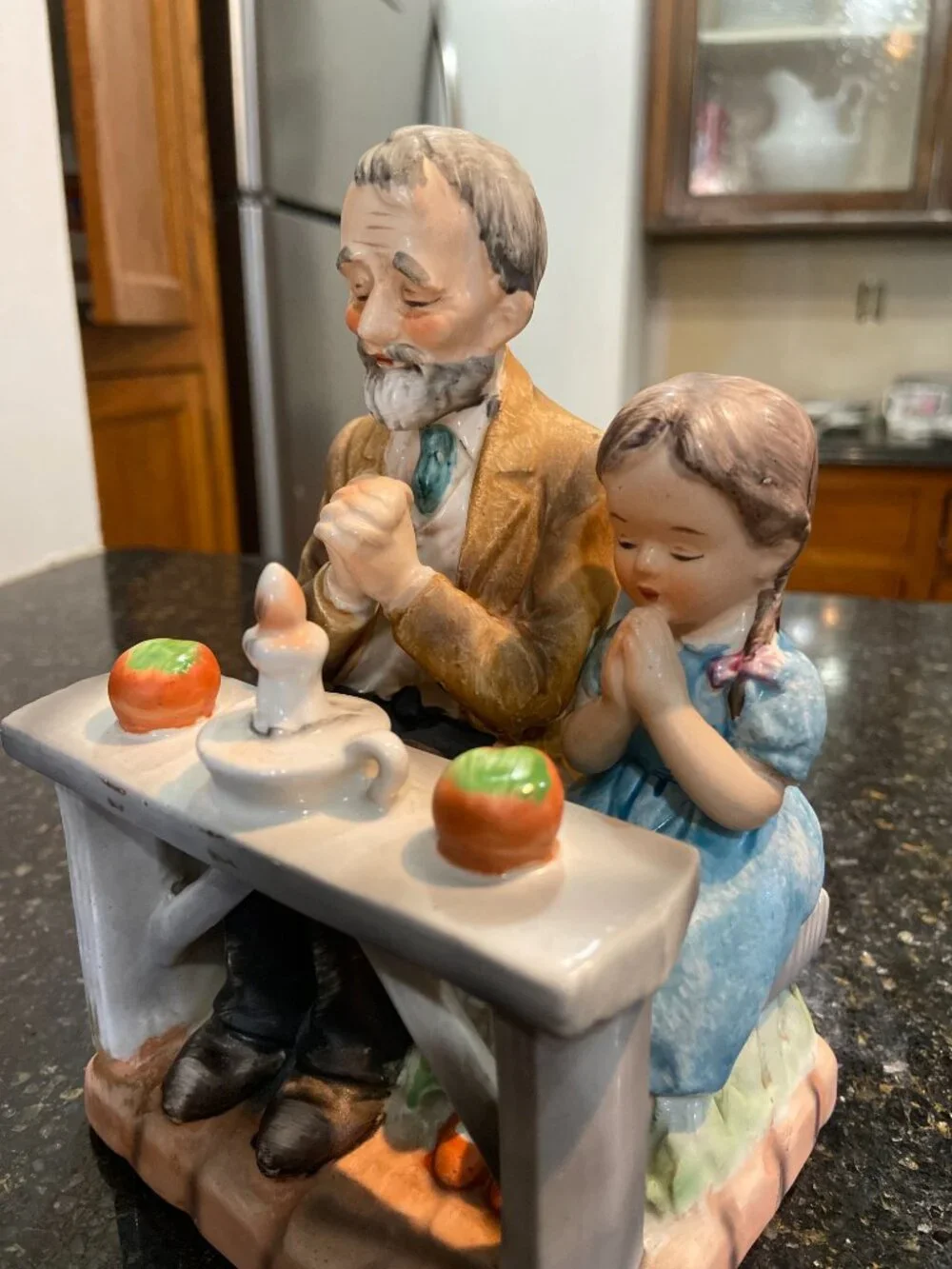 Vintage Norleans Japan Porcelain Old Man & Child Praying Figurine 7